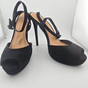 Isadora “Rylee” Ankle-Strap Heels – Black – Women’s Size 9 Sandals